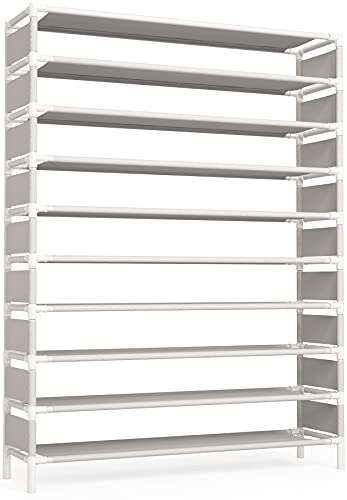 Tribesigns 10 Tiers Shoe Rack, Large Shoe Organizer, Big Shoe Shelf for 50 Pairs, Space Saving Closet Shoe Organizer, Tall Shoe Shelf