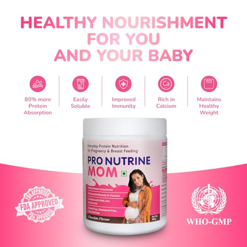 Image of PRO NUTRINE Mom Protein Powder for Pregnant Women | Chocolate Protein for Women | Sugar-Free Maternal Nutrition for Pregnancy & Breastfeeding | Premium Whey Protein for Lactating Mothers - 400g