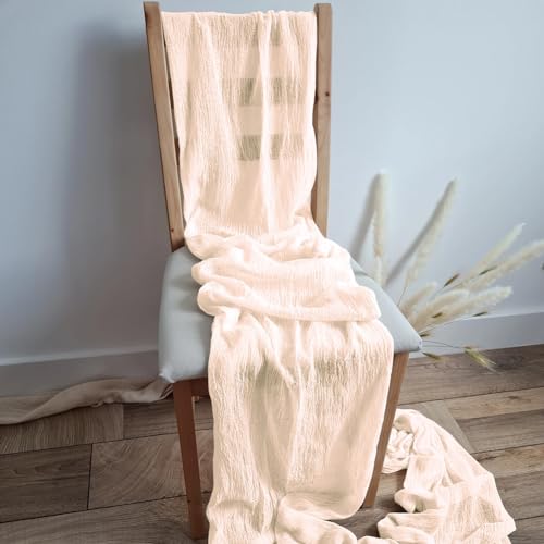 AUAUY Modern Gauze Rustic Table Runner Cheese Cloth Washable Washable Muslin Decorative Fabric Romantic Semi-Transparent Fabric Tablecloth for Boho Wedding Arbor Decoration Birthday Party 80 x 300 cm - Cosy Home Interiors AUAUY Modern Gauze Rustic Table Runner Cheese Cloth Washable Washable Muslin Decorative Fabric Romantic Semi-Transparent Fabric Tablecloth for Boho Wedding Arbor Decoration Birthday Party 80 x 300 cm - Image 6