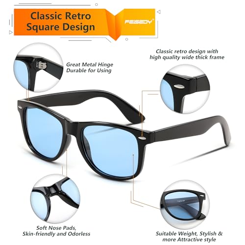 Image of FEISEDY Classic Square Retro Polarized Sunglasses Women Men 80s Sun Glasses Trendy UV400 B1858