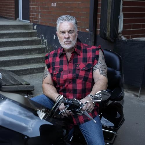 Milwaukee Leather MNG11692 Men’s Classic Black and Red Button-Down Flannel Cut Off Frayed Sleeveless Casual Shirt3