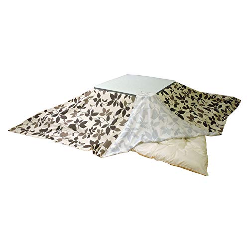 こたつ上掛けカバー正方形 モダンリーフ 195×195cm マルチカバー 綿100% リーフ 日本製 眠り姫