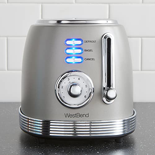 West-Bend-Toaster-2-Slice-Retro-Styled-Stainless-Steel-with-4-Functions-and-6-Shade-Settings-850-Watts-Gray West Bend Toaster 2 Slice Retro Styled Stainless Steel with 4 Functions and 6 Shade Settings 850 Watts Gray