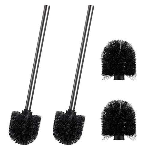 SIXHAOBU Lot de 4 têtes de Brosse de Rechange et 2 poignées en Acier Inoxydable, Brosse de Toilettes en Acier Inoxydable Brosse Cuvette WC de Salle de Bain...