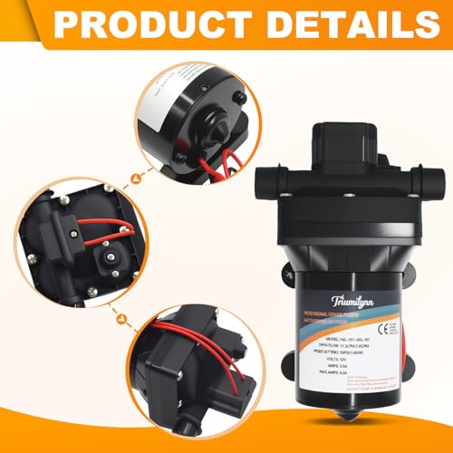Image of 4008-101-E65 4008-101-A65 RV Water Pump 12V 3.0 GPM for Camper, Shower | Sprayer, Yacht Boat, Caravan 55 PSI 7.5 Amps Self-Prime Water Pump Fix Weak Pressure 4008101E65