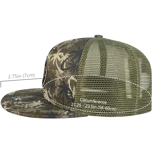 Image of BASSDASH Flat Brim Trucker Cap Adjustable Snapback Hat Mesh Back for Men Women