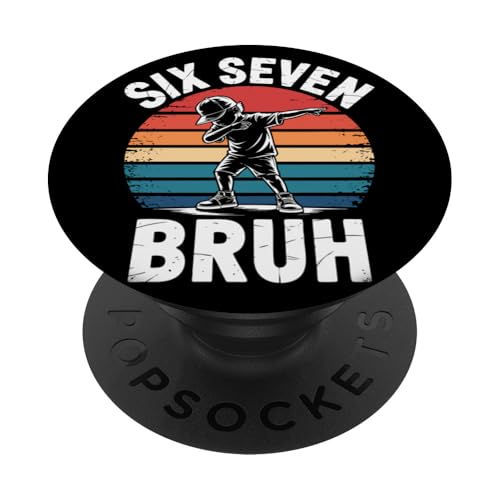 Six Seven Bruh Ragazzo Dab Retrò Tramonto Compleanno Bambini PopSockets PopGrip Adesivo