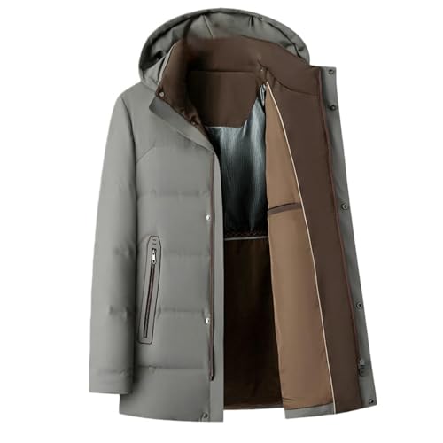 Chaqueta de invierno para hombre parka 3/4 acolchada con capucha caqui XS