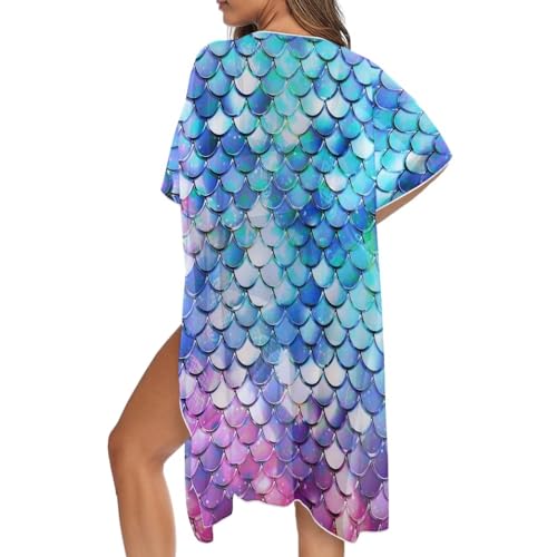 Women's Kimonos Swimsuit Coverups Bikini Swimwear Sheer Beach Cover Up Floral Print Casual Plus Size Cardigan3