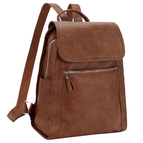VX VONXURY Backpack Purse for Women,Faux Leather Anti-Theft Travel Bag Vegan Bookbag for Girls Work School,Brown