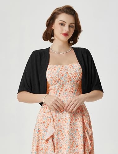 Belle Poque Women's Open Front Bolero Shrug Batwing Short Sleeve Cropped Cardigan Lightweight4