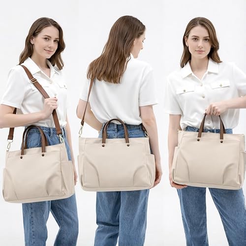 Image of Women's Office Essential Tote Bag With Double Handle Shoulder Strap, 15.6 Inch Laptop Compartment, Laptop Sleeve, Shoulder Work Handbag, Organizational Pockets For Girls