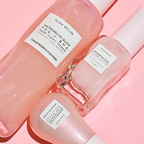Glow Recipe Watermelon Glow Up 3-Piece Gift Set - Bha + Pha Pore-Tight Facial Toner With Hyaluronic Acid (150Ml), Niacinamide Dew Drops Serum (15Ml) + Pink Juice Oil-Free Facial Moisturizer (25Ml) #TOP5