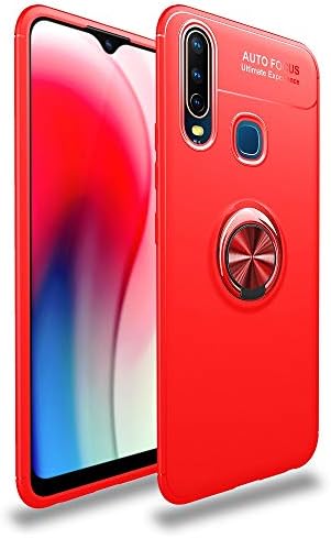 Vikeko Ultra Thin Slim Fit Shockproof Flexible TPU Bumper Back Cover with Rotating Ring Holder Kick-Stand Grip Back Cover for Vivo Y17,Vivo Y15,Vivo Y12(Red)