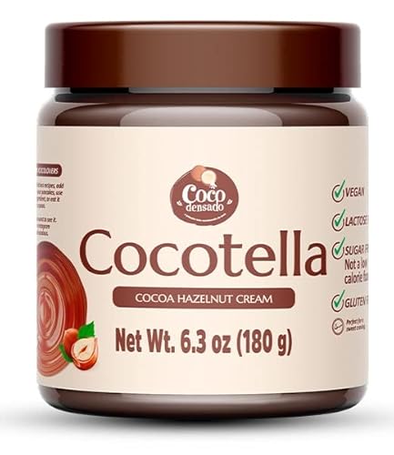 Cocodensado Cocotella Dark Chocolate Hazelnut Spread- Keto Friendly, Vegan, No Sugar, Best Low Carb Dessert, Perfect Topping For Pancakes, Naturally Sweetened With Xylitol (1 Jar, 180G) #TOP22