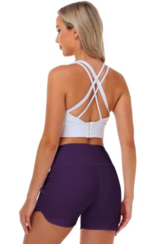 Image of AOBUTE Womens High Waisted Swim Board Shorts UPF 50+ Quick Dry Swim Trunks with Pockets