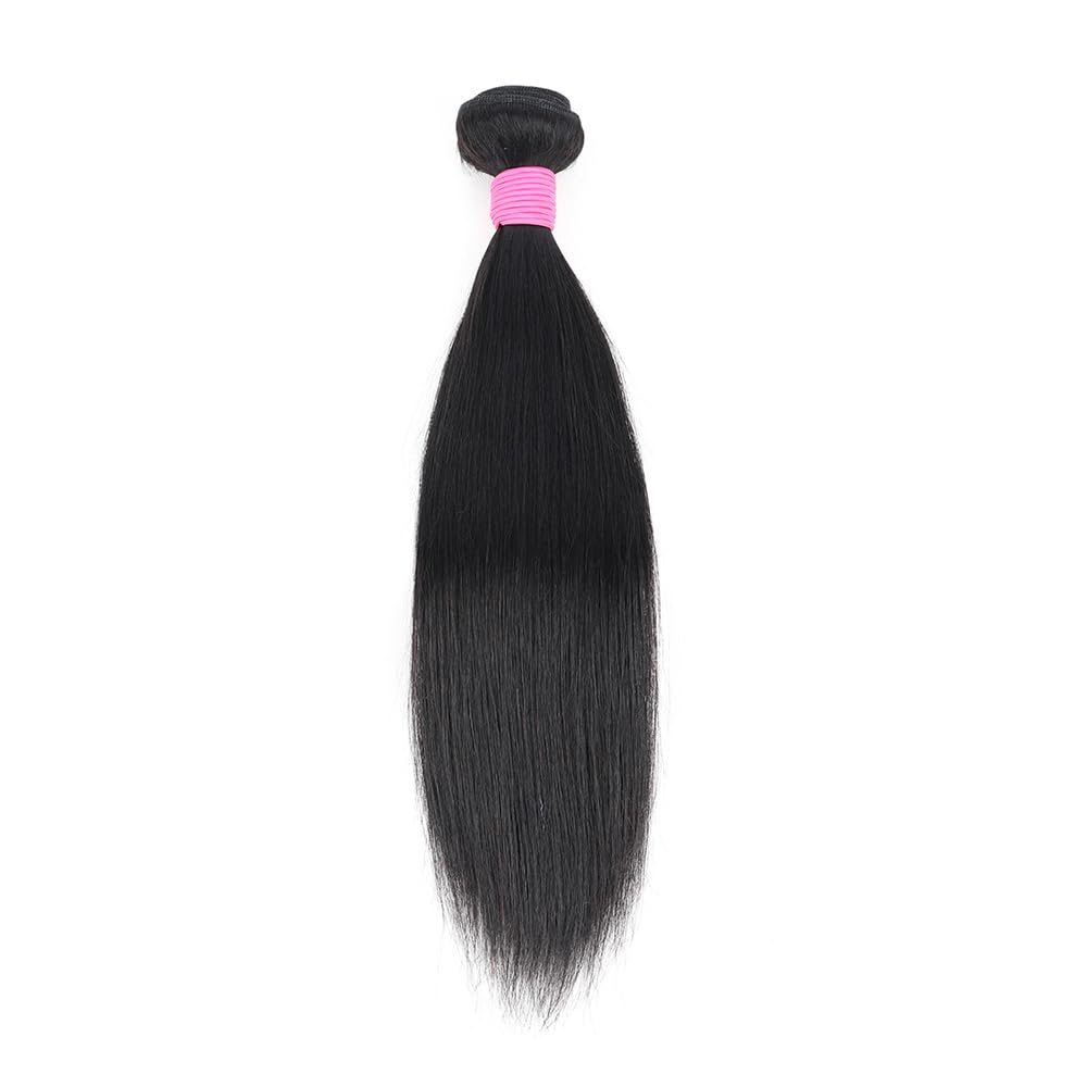 Straight Human Hair Bundles 10 Inch 1 Single Bundle Human Hair 100% Unprocessed Virgin Weave Raw Remy Hair Natural Black 100g (16inch)
