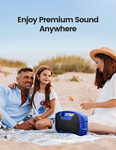 undefined Houl Zallee IPX7 Waterproof Bluetooth Speaker, 40W (60W Peak) Portable Wireless Speakers, 32H Playtime, Stereo Loud Sound, Deep Bass, Bluetooth 5.0, Built-in Mic for Camping, Party, Gifts, Beach-Blue の商品画像 6