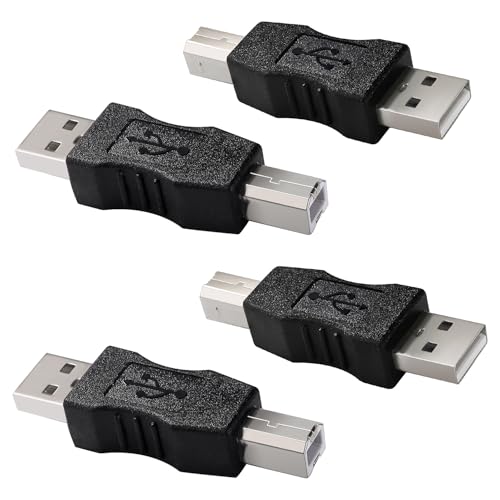 KUOQIY 4 Pezzi Adattatore da USB A a B, USB 2.0 A Maschio a B Stampante Maschio Convertitore, per Stampante, Scanner, Fax, Altro