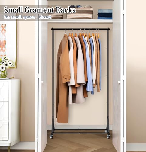 SLEEPING LAMB Heavy Duty Clothes Rack, Rolling Clothing Racks for Hanging Clothes Metal Garment Racking With Wheels, Clothes Hanger for Coats, Shirts, Sweaters Wardrobe Rack (Black) — view 4