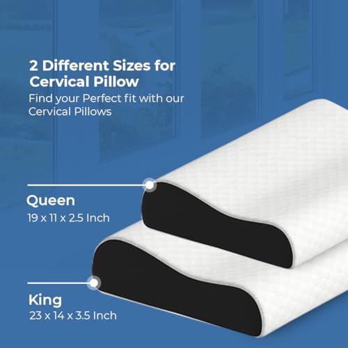 Image of CareFoam Cervical Memory Foam Pillow for Neck Support | 2-Year Manufacturing Warranty | Orthopedic Contour Pillow for Cervical Spine Alignment & Shoulder Support | Made in India | 19 x 11 x 3.5 Inch