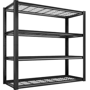 REIBII 40″ W Garage Shelving 2240 LBS Storage Shelves Heavy Duty Shelving 4-Tier Adjustable Metal Shelves for Garage Shelves Rack Industrial Utility Shelf for Basement Warehouse,40″ W X19.5 D X59.5 H