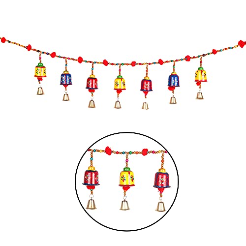 Indian Jaipuri Bandhanwar Multi Color Traditional Elegant Pearl With Pumpum Door Hanging Toran, Bandhanwar, Door Hanging For Main Door/Temple/Festival 3 Feet By Indian Collectible #TOP16