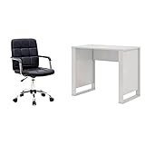 Conjunto de Mesa Morada Branca com Cadeira de Escritório Secretária Giratória Fitz Preta