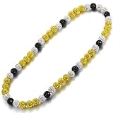 Baseball Beaded Necklace for Men,Bling Baseball Necklace with Baseball Drip Chain,Inspired Accessory Diamond White Black Lemon Yellow 22 inch Necklaces Rhinestone Discoball Jewelry Baseball Team