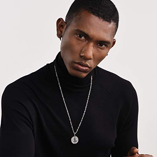 Medalla San Benito Cruz Abad Plata Collar 55cm