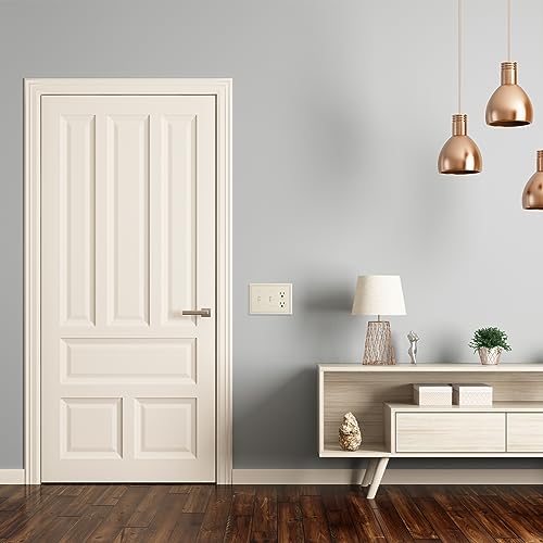 Image of Henne Bery Sunken Pearls Heavy Duty Decorative Wall Plate Switch Plate Outlet Cover (Double Toggle /Single Duplex, Light Almond)
