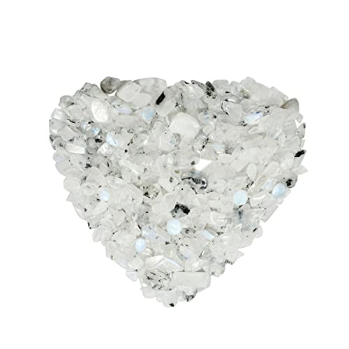 Nupuyai 0.5lb MoonStone Crystal Chip Stones, Irregular Shape Tumbled Crushed Healing Stones Quartz Rocks for Home Decor