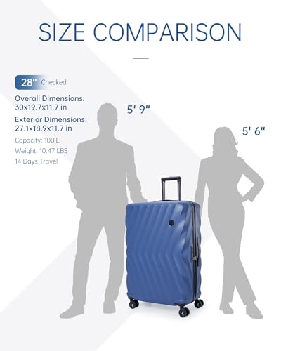 Image of BAGSMART 28 Inch Luggage with Spinner Wheels, Polycarbonate Hardside Suitcase with TSA Lock, Lightweight Rolling Travel Luggage for Men Women, Navy Blue