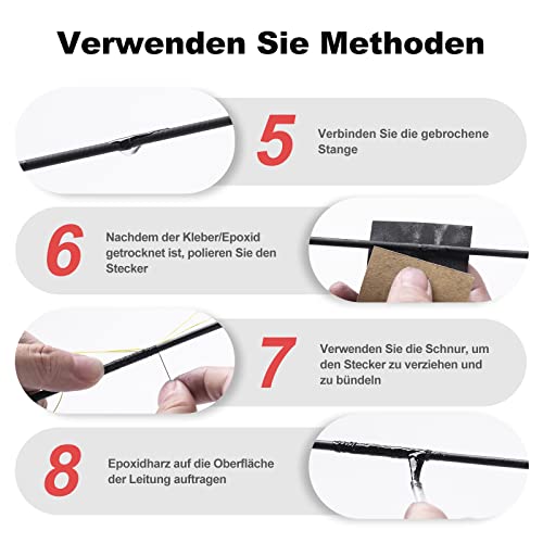 Foto von Goture Angelrute Reparatur Carbon Fiber Stick für Spinnangeln/Casting Rod Repair Kit mit Schleifpapier (2/4/6/8/10mm)