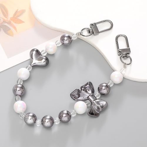 [EZ PEACH] ストラップ スマホ パールチェーン 落下防止 携帯ストラップ ハンドストラップ 女の子 吊り下げペンダント装飾 持ち手 ビーズ持ち手 取っ手 ビーズストラップ 交換用バッグチェーン 可愛い レディース バッグ小物 (G)