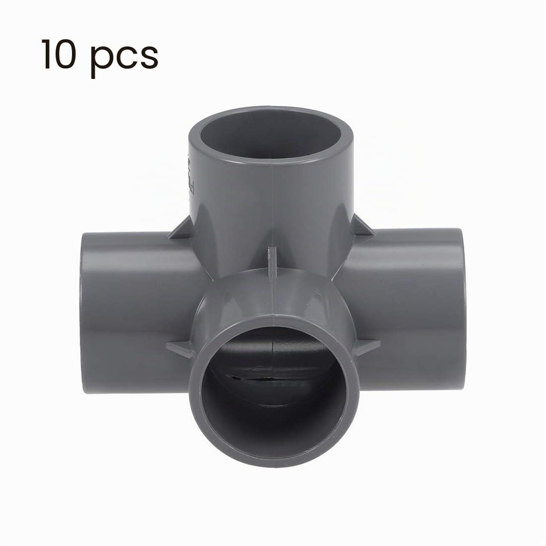 sourcing map Coude à 4 voies Raccord de tuyau en PVC Qualité du meuble 32mm Raccords d'angle en T Gris 10Pcs
