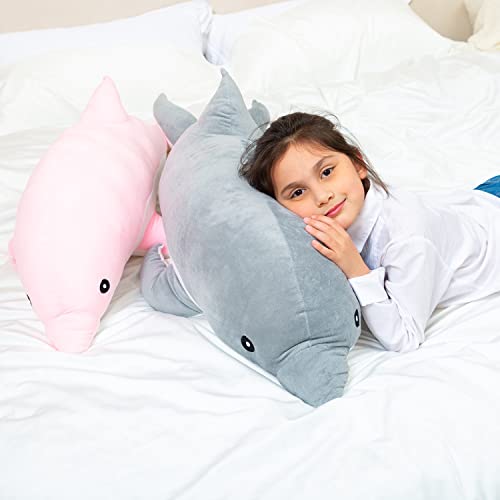 Kekeso Giant Dolphin Plush Toy, Soft Whale Hugging Pillow Stuffed Dolphin Pillow for Children Girls (Gray, 120cm/47.24inch) by Kekeso - Used condition - Image 2