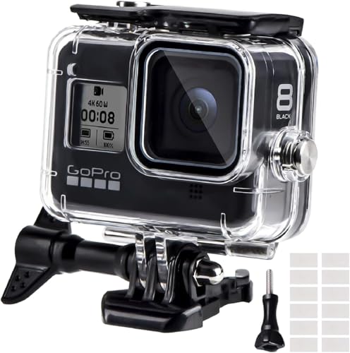 REDTRON Boîtier Etanche pour GoPro Hero 8 Black, Boîtier Plongée Etanche de 60 M avec Mont Thumbscrew et 12 Insert Anti-buée Accessoires Kit pour Gopro Hero 8 Caméra d'action Noire 2019