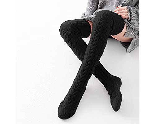 image for Pcavin Women's Thigh High Socks Over the Knee Cable Knit Boot Socks, L