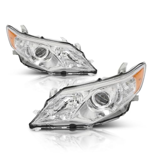 Image of GRAND ORANGE Headlights Assembly Projector Headlamps LH&RH Pair Compatible with Toyota Camry L /Le /Xle (Not Fit SE /SE Sport) 2012-2014 Chrome Housing Clear Lens Amber Reflector