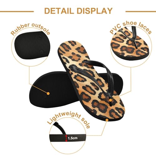 Women Beach Summer Casual Flip Flop Brown LeopardQuick Dry Sandals Slipper for Men 214B27512
