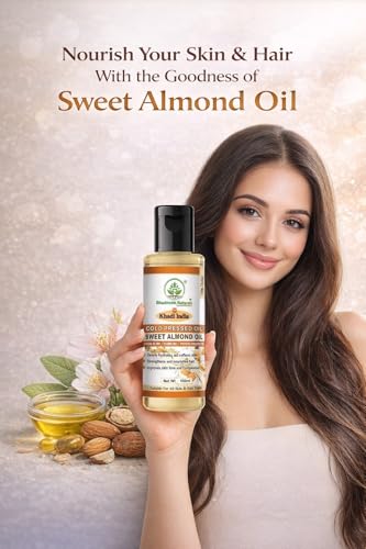 Image of Khadi Sweet Almond Oil for Hair & Skin Care | 100% Pure Natural Almond Oil for Hair Growth, Body Massage & Skin Moisturizing - 100ML
