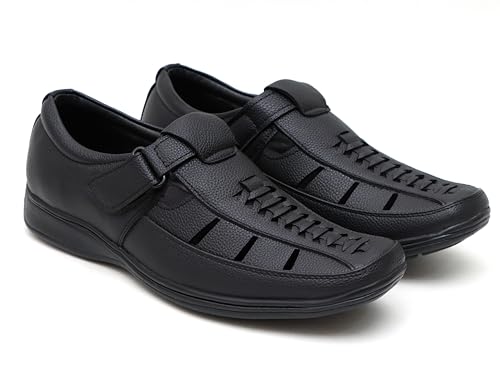 Image of Faux Leather Sandals for Men | Closed Fisherman Sandal