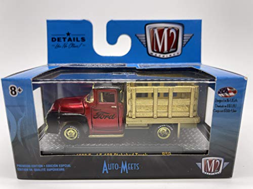 M2 Machines by M2 Collectible 1 of 750 Worldwide Chase Car with Gold or Special Wheels & Unique Design Auto-Meets 1956 Ford F-100 Stakebed Truck 1:64 Scale R50 19-37 Gloss Red/Black