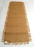 SARO LIFESTYLE Natural Color Fringed Jute Table Runner - 20'x 70' Oblong