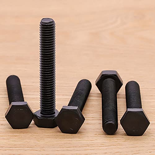 Image of M8-1.25 x 40mm Hex Bolts, 12.9 Grade Alloy Steel, Black Oxide Finish, Full Thread, Coarse Thread UNC, Hexagon Head Bolts 15 PCS