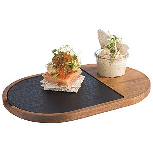 APS Serving Board 2-Piece 28 x 17.5 cm, Heel Diameter 5 cm, Rustic Wooden Board, Chopping Board Made of Acacia Wood - Image 3