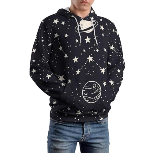 Sweats à capuche Manche Longue imprimé espace, pull coupe unisexe et confortable - 6