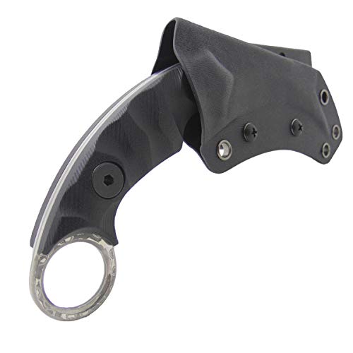 Image of MASALONG Outdoor Survival Claw Tactical Teeth Knife Double Edged Sharp Fixed Blade Knife with Sheath (Damascus Full Tang)