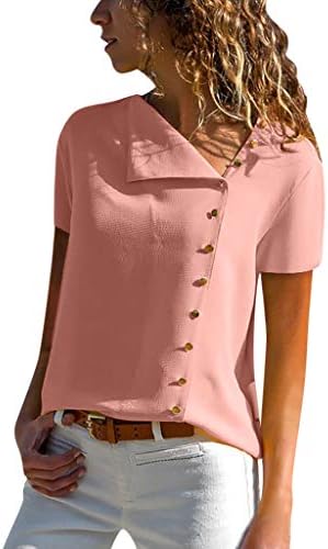 Women Short Sleeve Casual Lapel Neck T 